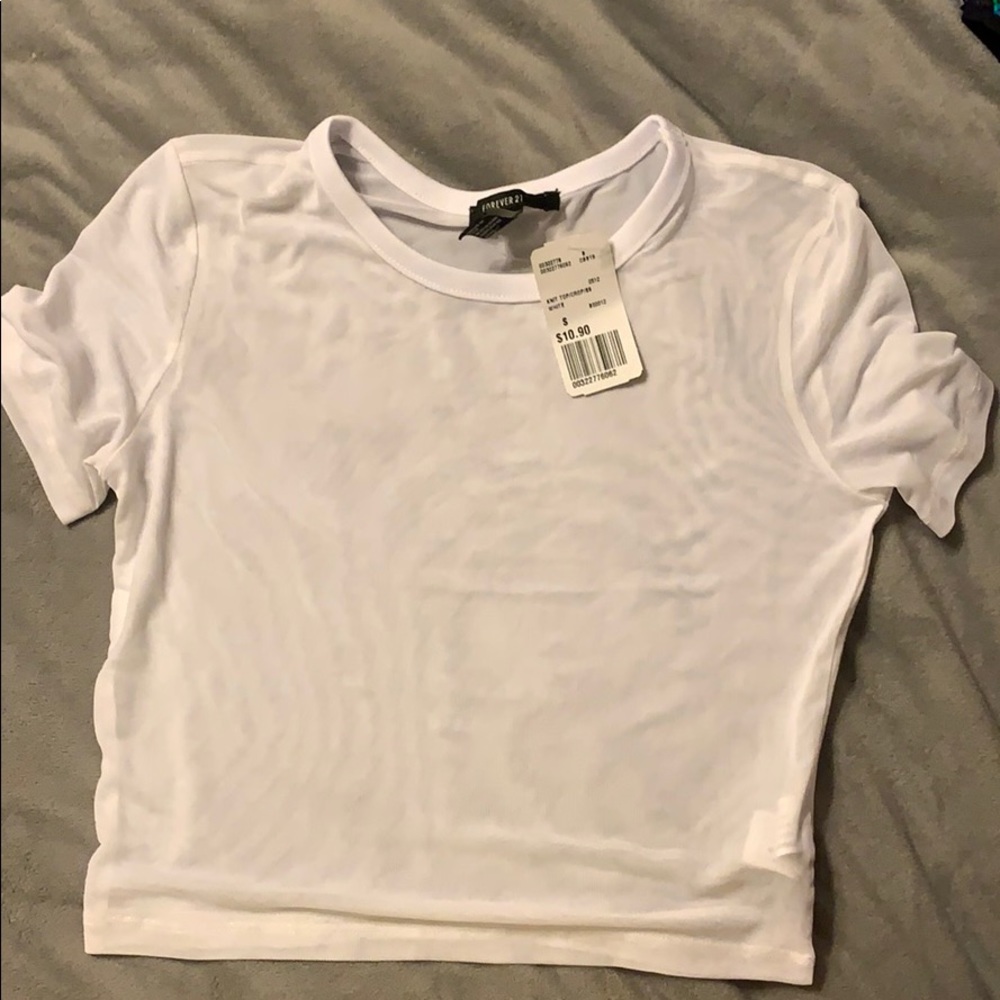 Forever 21 White Mesh Top